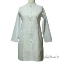 روپوش سفید زنانه سینا مدل یقه ایستاده خطی