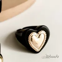 انگشتر مشکی طلایی مدل قلب