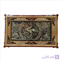 تابلو قلم زنی با قاب خاتم صلیبی شاسی دار سایز 63*103
