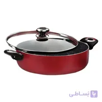 تابه دودسته سایز 32 گرانیتا زرشکی با درب شیشه ای زرساب کد GT-232G-R