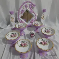 هفت سین تک پایه صورتی سفالی کد ۱۰۱۲۲۱