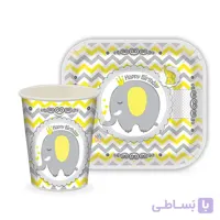 پیش دستی و لیوان تم تولد فیل کوچولو مدل STBT722