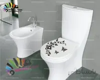 استیکر سرویس بهداشتی توالت فرنگی و سیفون شاخه گل و پروانه Flower and Butterfly Wallstickers کد h3193