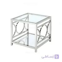 میز عسلی پایه استیل شیشه ای مدل رز