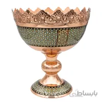 آجیل خوری مسی خاتم کاری ارتفاع 16 سانتی متر کد C-17