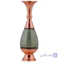 گلدان مسی خاتم کاری اثر آقاجانی ارتفاع 26 سانتی متر کد C-517
