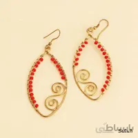 گوشواره هندی برنجی مهره ایی قلاب دار بیضی