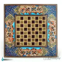 تخته نرد خاتم با نقاشی شکار و تذهیب ۴۰*۴۰