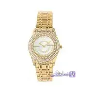 ساعت ویولت Violet زنانه گرد نگین دار فلزی طلایی صفحه سفید کد 0380 2L