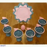 ظرف هفت سین سفالی صورتی طوسی