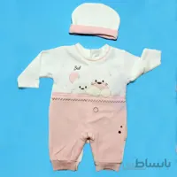 ست سرهمی و کلاه مخملی خرسی صورتی کد 1179