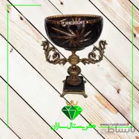 میوه خوری پایه دار دو پوست مدل تابان مشکی رنگ کریستال سازان کد M1237