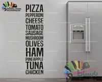 استیکر دیواری یخچال و آشپزخانه دستور پیتزا Pizza Recipe Wallstickers کد h1157