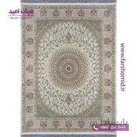 یک تخته 9متری فرش 1600 شانه 8 رنگ بینظیر کرم سفید خاطره کویر کاشان