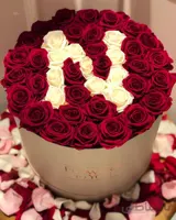 باکس گل استوانه رز قرمز و سفید شماره ۱۵۹
