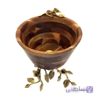 شکلات خوری چوبی آکاسیا با پایه برنجی مدل 2024
