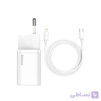 شارژر دیواری فست شارژ بیسوس همراه کابل لایتنینگ Baseus Super Si Quick Charger 1C 20W TZCCSUP B03 ا Baseus Super Si Quick Charger 1C 20W TZCCSUP-B03