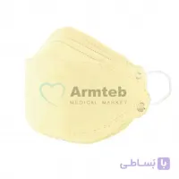 ماسک 4 لایه فست مدل 3D زرد بند سفید  بسته 25عددی
