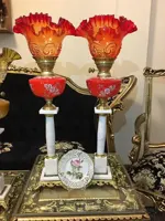 یک جفت چراغ پایه مرمر کم یاب