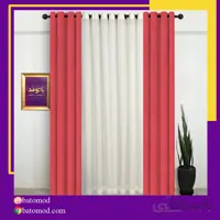 پرده آماده کتان رنگ قرمز کد 1035