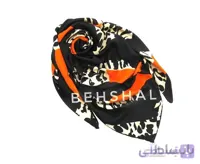 روسری نخی پلنگی رنگ مشکی نارنجی