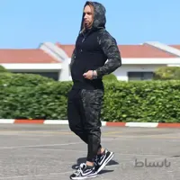 ست مردانه کد 224 هودی و شلوار طرح چیریکی جنس دورس رنگ مشکی ا Men's set, code 224, hoodie and pants, chirpy design, made of black Dors