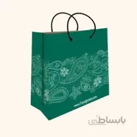 ساک کادویی بزرگ سایز 5 طرح گل و ترمه سبز