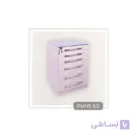 روتور 6 کشو MDF دارای شیشه رویه + قفل مرکزی + دستگیره استیل RMHS6/2