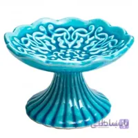 ظرف پایه دار آبی فیروزه ای
