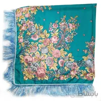 روسری ترکمنی گلدار زمینه سبز
