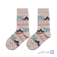 جوراب ساقدار با طرح کلبه جنگلی کد ph597