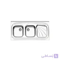 سینک ظرفشویی روکار استیل البرز ا طرح پروانه Steel Alborz Double Bowl Sink 270/50