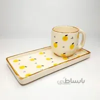 ست چایخوری یک نفره دستساز طرح‌ پرتقال