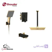 شیر توکار حمام شودر مدل رومر مشکی طلایی (سردوش پلاستیک ABS) تیپ 2