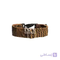 قلاده گردنی چرم طرح دار رنگ قهوه ای