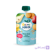 پوره ساندیسی سیب قرمز موز و گلابی با کوکی فروتونیانیا frutonyanya