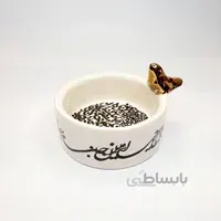 کاسه سرامیکی کالیگرافی نوشته دار با پرنده طلا سایز ۲