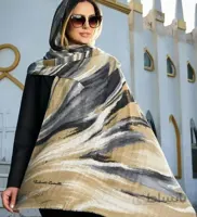 شال نخی ژاکارد ابرنگی سرخ ابی