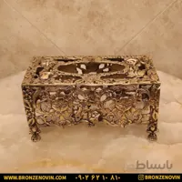 جا دستمال کاغذی برنزی رومیزی گل رز