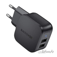 شارژر دیواری راوپاور مجهز به 2 پورت 17 وات مدل RP-PC121 ا RavPower 17W Dual Port Wall Charger RP-PC121