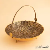 میوه خوری دسته دار برنجی میناکاری طرح تاج