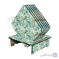 ست زیر لیوانی همراه با پایه طرح کاشی کاری کد CO02T004