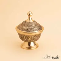 قندان پایه دار برنجی طلایی مدل چام