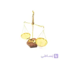 ترازوی عدالت وارداتی-جنس برنجی با پایه چوبی-شش ضلعی