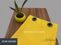پرده آماده کتان گارنت لیمویی