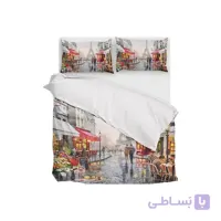 ست لحاف تک نفره ۴ تکه سه بعدی king size-طرح love in paris