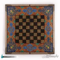 تخته نرد و شطرنج خاتم لب گرد با تذهیب آبی۵۰*۵۰