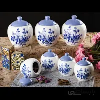 ست جا ادویه 7 پارچه فیروزه ای مدل 1001 E
