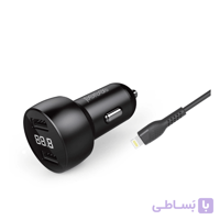 شارژر فندکی پرودو مدل PD-326L-BK به همراه کابل لایتنینگ