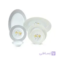 سرویس چینی زرین 6 نفره غذاخوری والنسیا زرد (28 پارچه) ا Zarin Iran ItaliaF Valencia Yellow 28 Pieces Porcelain Dinnerware Set